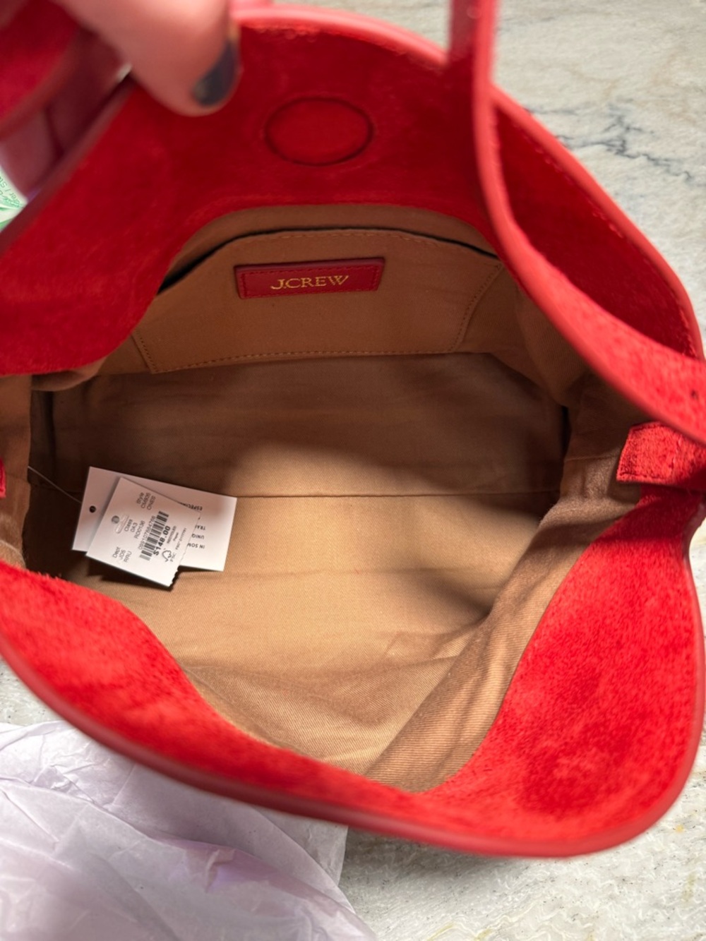 J. Crew Berkeley small shoulder bag in suede in radiant red - Picture 6 of 7